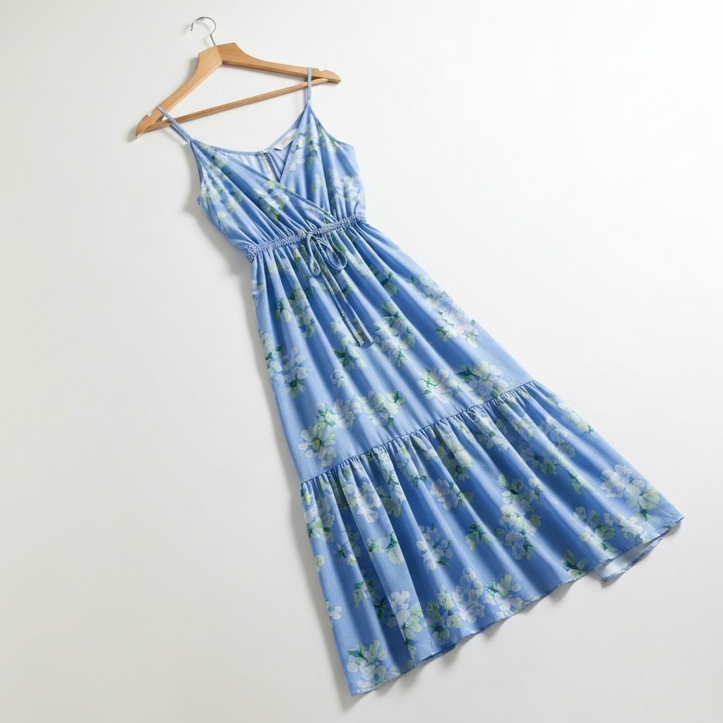 Blue summer dress product photo for online store
