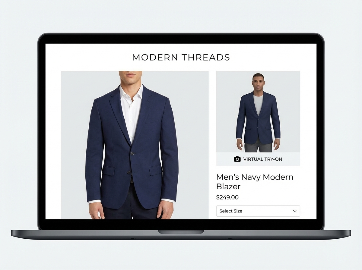 Navy blazer ecommerce product page